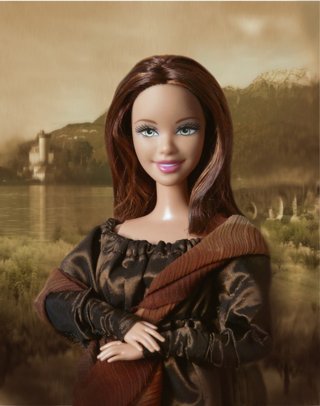 Barbie come ritratto artistico della Gioconda.