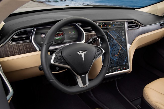 Tesla S - Bilen som endrer bilindustrien. Og et vanvittig interiør med en 17" skjerm som viser alle bilens funksjoner. 