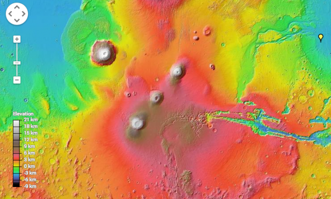 Skriv www.google.com/Mars og udforsk planeten Mars.