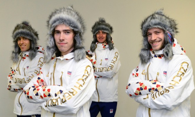 Češka reprezentanca in skakalci: Jan Matura, Antonin Hajek, Lukas Hlava in Roman Koudelka 