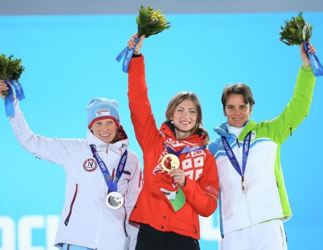Teja Gregorin z bronom. Foto: www.sochi2014.com