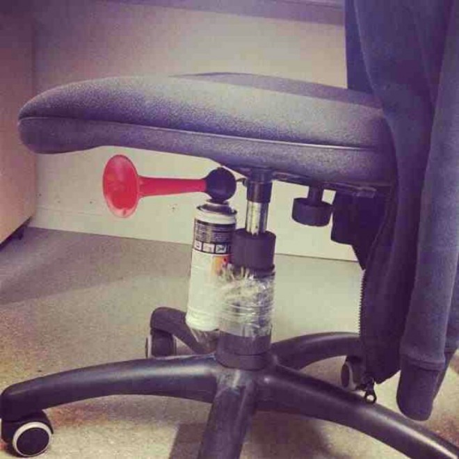 You can install a fan horn under the office chair. 