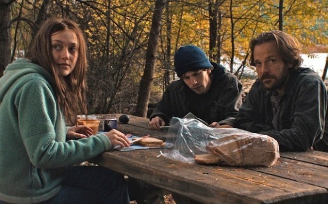 Aktivistična trojica glavnih igralcev Jesse Eisenberg, Peter Sarsgaard in Dakota Fanning. Foto: soundonsight.org