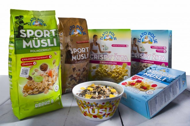 Zlato Polje Sport muesli and Crispy cereals for an active start to the day.