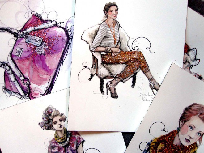 Illustrationerne er blide og feminine.