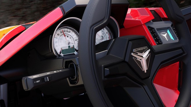 O espaço de trabalho do condutor terá um design futurista tal como a imagem exterior, mas apesar de tudo, será capaz de todas as funções como nos automóveis de passageiros. 