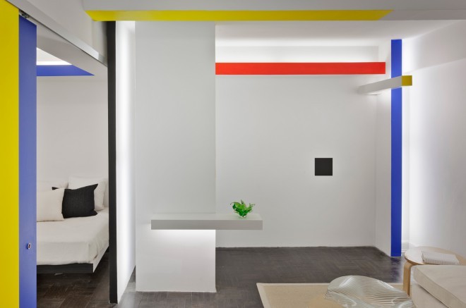 Interpretación de la estética de Mondrian en un interior moderno. 