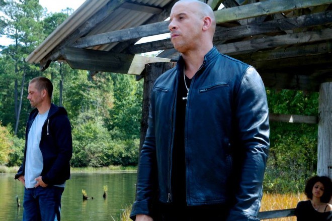 Paul Walker, Vin Diesel a Nathalie Emmanuel ve filmu "Furious 7".
