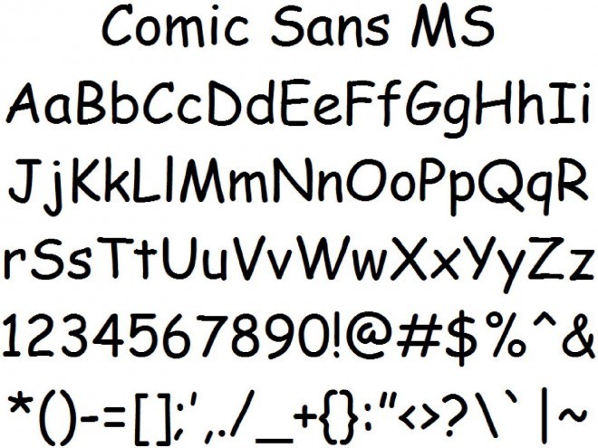 Den engang meget populære skrifttype Comic Sans.