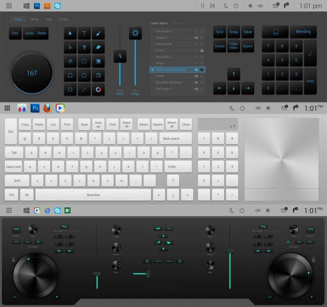Het nieuwe generatie toetsenbord is geschikt voor zowel de grafisch ontwerper, het nieuwe standaard toetsenbord met aangepaste toetsen als de muziekmixer.