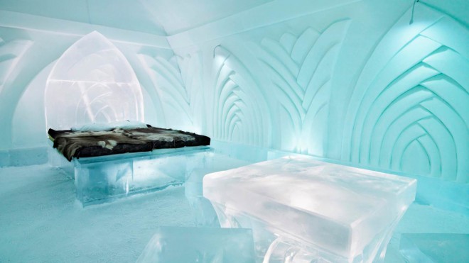 Ice Hotel v Jukkasjärvi na Švedskem.