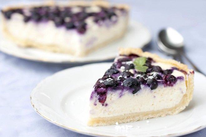 Tarta de arándanos con requesón