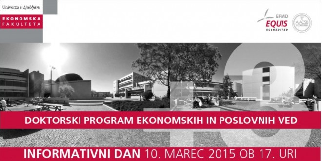 Informativni dan za Doktorski program ekonomskih in poslovnih ved