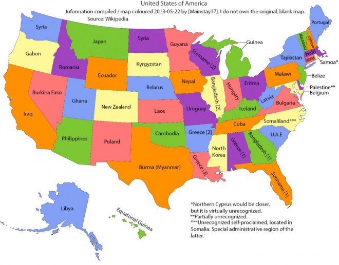 Poznaš vse zvezne države Združenih držav Amerike in kje ležijo? Ne? Smo potem tudi mi tako geografsko nepismeni, ker ne vemo kje je Nebraska, kar bi bila ustreznica temu, da oni ne vedo, kje je Belorusija?