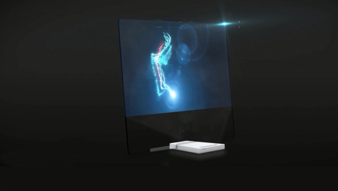 Prozoren hologramski zaslon HTD-01 v temi.