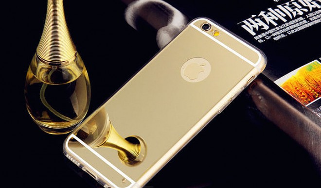 Custodia per iPhone con specchio dorato