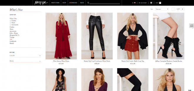Nasty Gal onlinebutik.