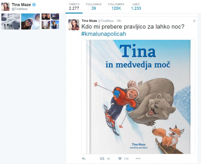 Tina Maze takto oznámila novinku na Twitteri.