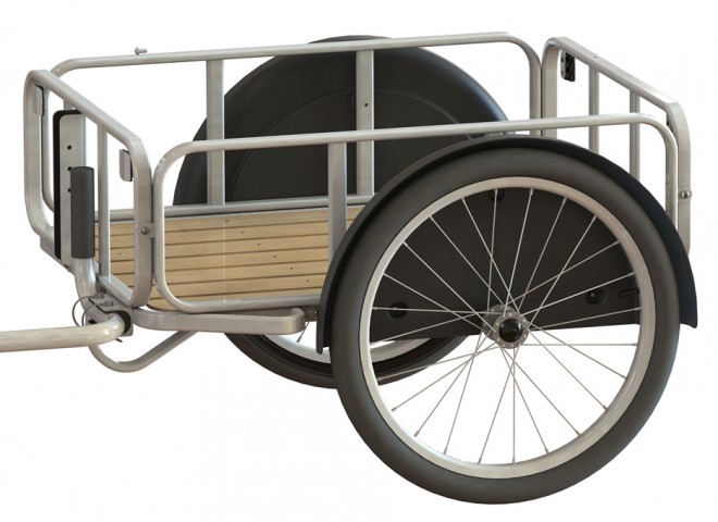 Das Ikea-„Fahrrad“ wird auch mit einem Anhängerkoffer geliefert, der einfach an der Rückseite des Fahrrads befestigt werden kann. 