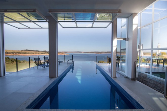 Indoor pool on the shores of Lake Furnas