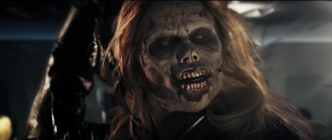 Flying sharks are controlled by indestructible zombies.