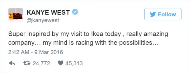 Takole je med vrsticami Kanye ''pecal'' Ikeo ...
