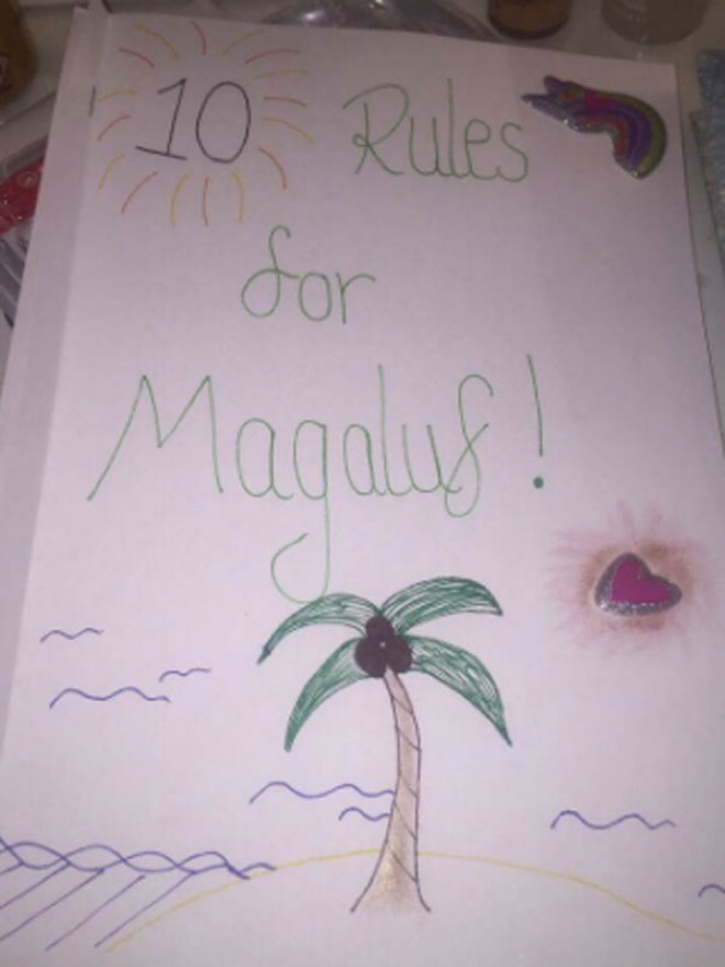 This was waiting for Kieran on the table before he left.