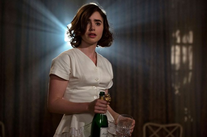 Lily Collins in Rules Don't Apply.