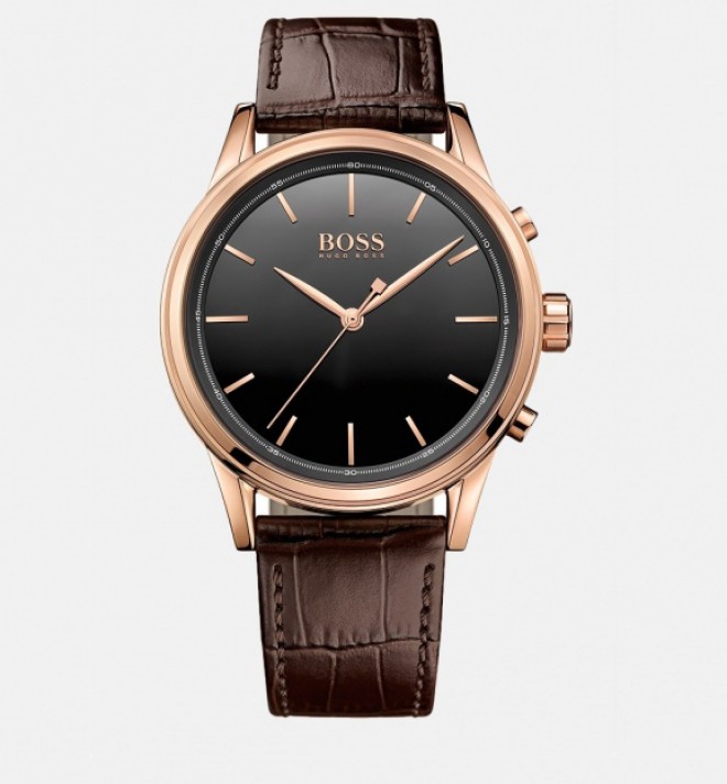 Montre intelligente Hugo Boss Smart Classic de couleur or rose.