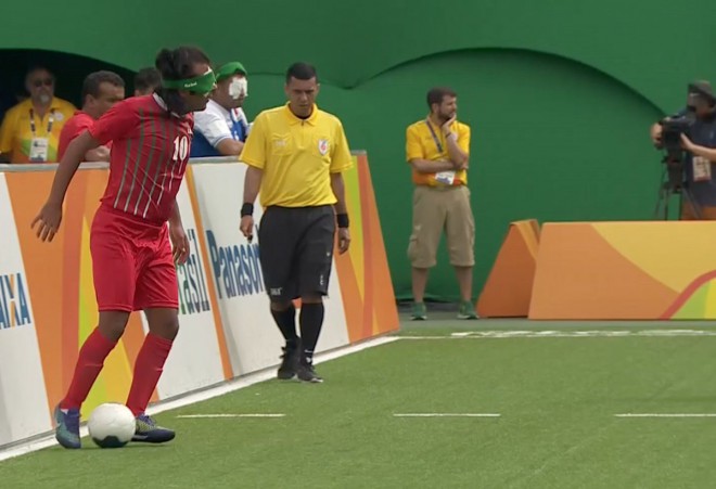 Blinde voetballer Behzad Zadaliasghari scoorde een spectaculair doelpunt op de Paralympische Spelen.