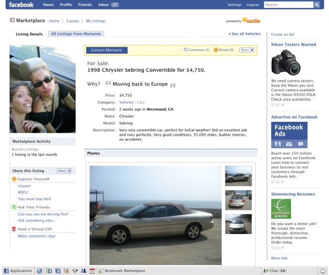 ¡Consigue un coche usado en Facebook!
