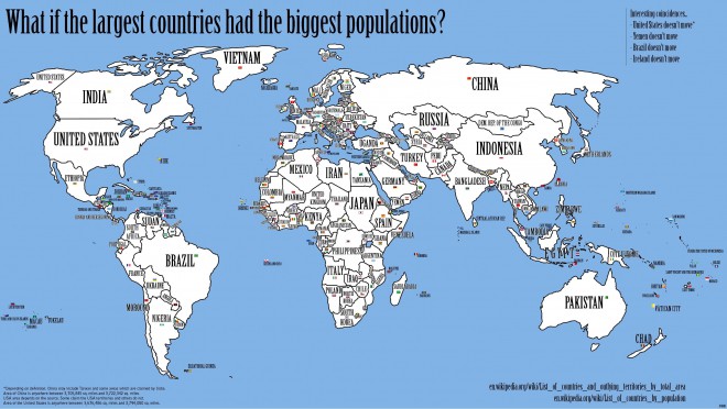 Mappa del mondo per popolazione.