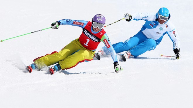 Sandi Murovec in Tina Maze.