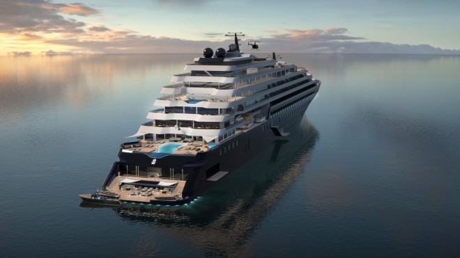 Ritz-Carlton Yacht - dizajn, kot ga poznamo pri običajnih jahtah in ne velikih križarkah. 