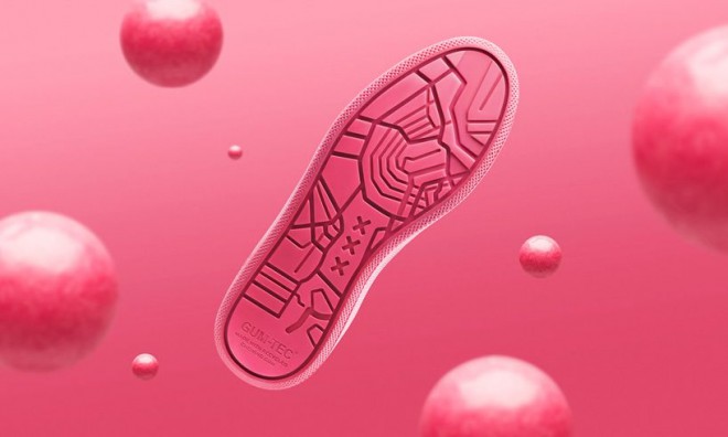 Gumshoe - the sole of a sports shoe made from recycled gummies. 