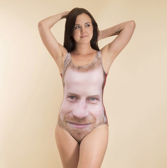 Swimwear with the image of Prince Harry.