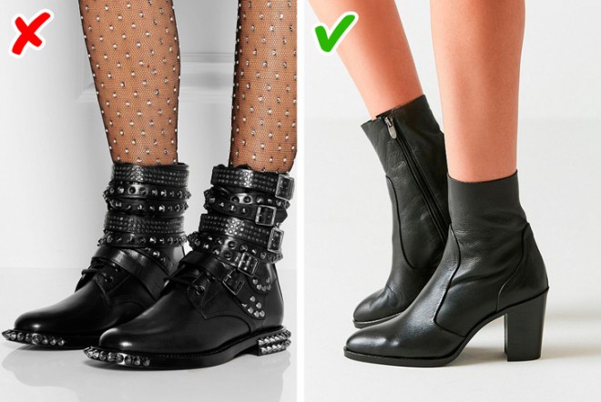 Es gibt zu viele metallische Details auf dem Schuh.