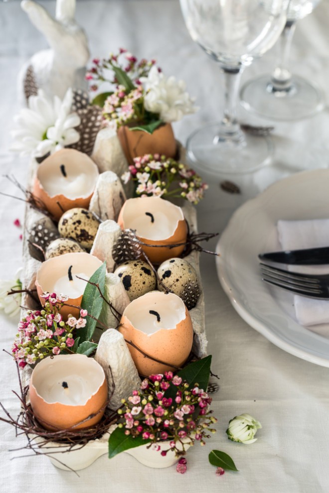 Eggs as candlesticks