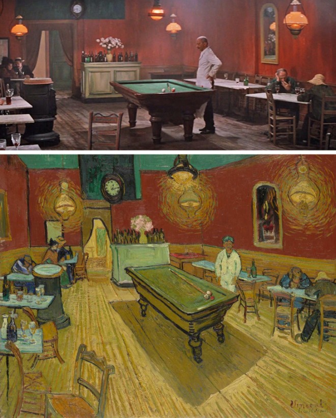 Sla po življenju in slika The Night Cafe Vincenta van Gogha. 