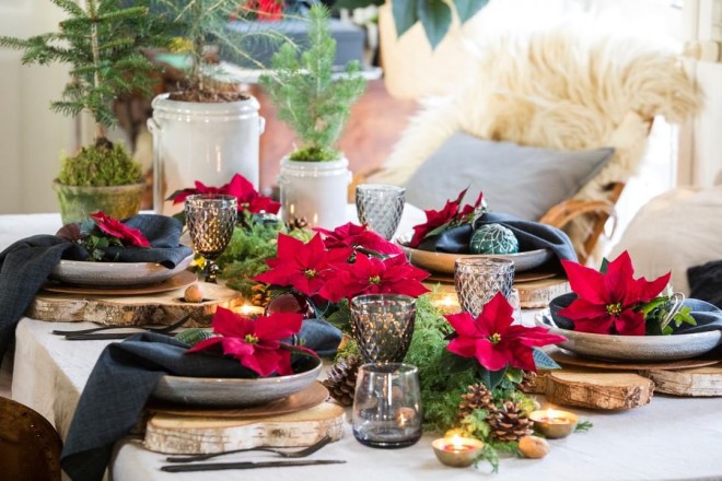 ポインセチアはお祝いのテーブルに素晴らしい装飾です。 (写真: IG @thechristmasstar)