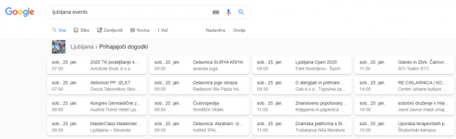 Iskanje dogodkov v mestu