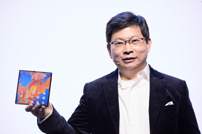 Huawei CEO Richard Yu at the launch of the Huawei Mate Xs smartphone