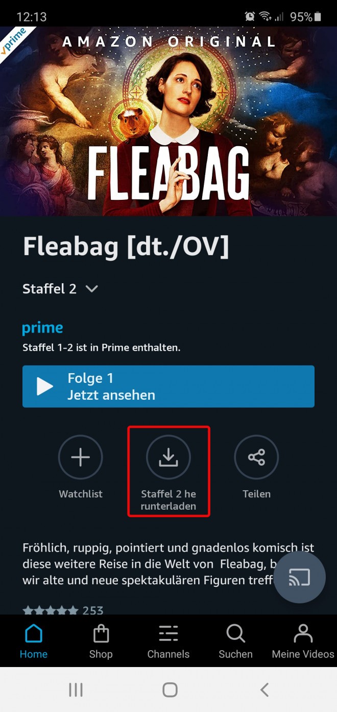 بث المحتوى على تطبيق Amazon Prime Video للجوال